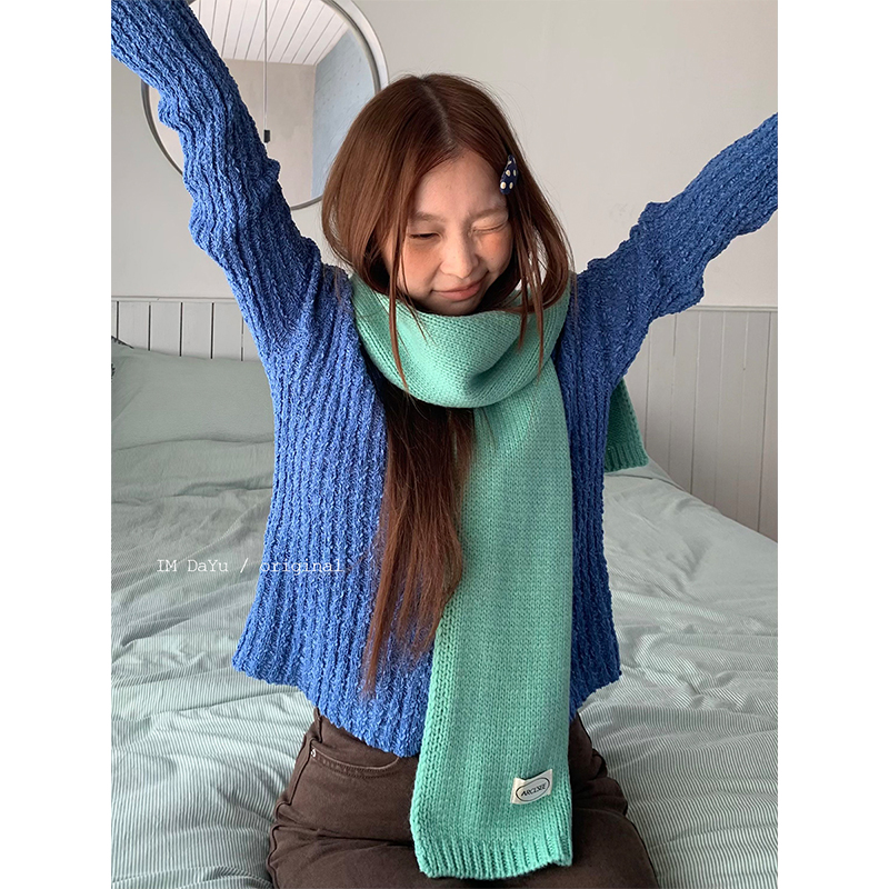 店主自留/韩系小清新针织围巾女秋冬含羊毛时髦保暖围脖日系搭配