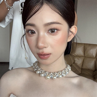 zoozmomo重工复古闪钻珍珠choker项链女锁骨链轻奢高级感气质颈链