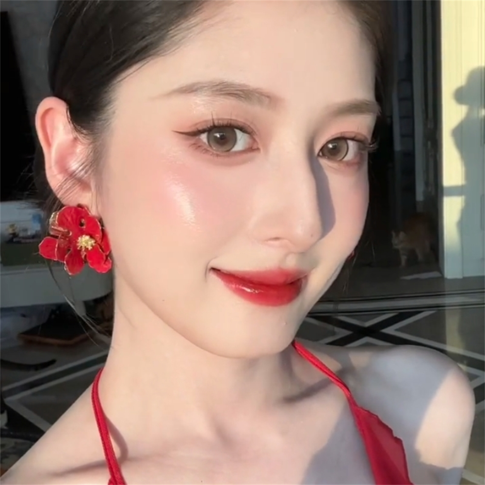 zoozmomo复古显白红色花朵耳环女小众海边度假风耳钉夸张个性耳饰,饰品/流行首饰/时尚饰品新,耳环,淘宝优惠券,粉丝福利购,淘宝优惠卷