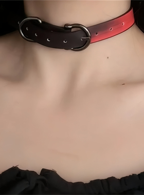 渐变红choker项圈欧美辣妹