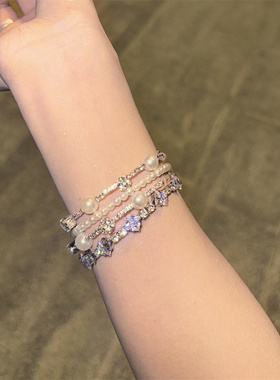 小众高级感超闪锆石珍珠手链女
