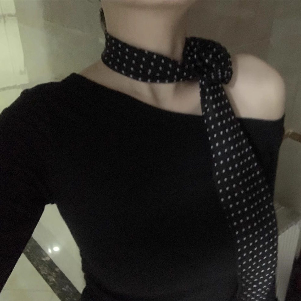 zoozmomo黑色波点丝巾系脖发带女秋季高级感薄款气质百搭领巾围巾,饰品/流行首饰/时尚饰品新,项链,淘宝优惠券,粉丝福利购,淘宝优惠卷