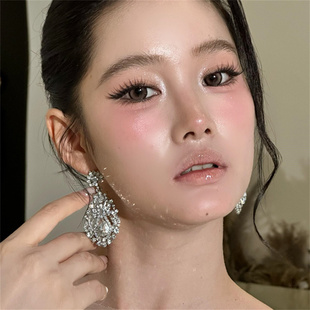 zoozmomo超闪锆石长款流苏耳环女气质轻奢高级感耳钉晚宴礼服耳饰