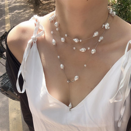 zoozmomo法式长款满天星珍珠项链女轻奢叠戴小众高级感精致锁骨链