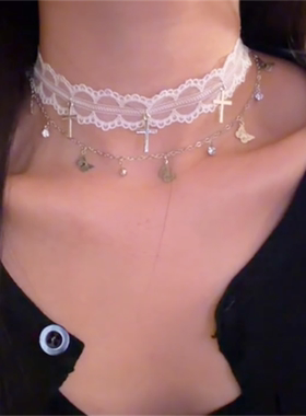 白色蕾丝花边项链女款