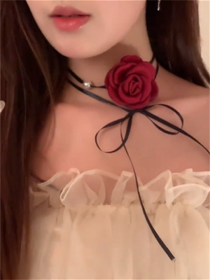 玫瑰珍珠女choker项链