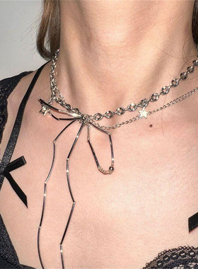 流丝蝴蝶结不规则choker锁骨链