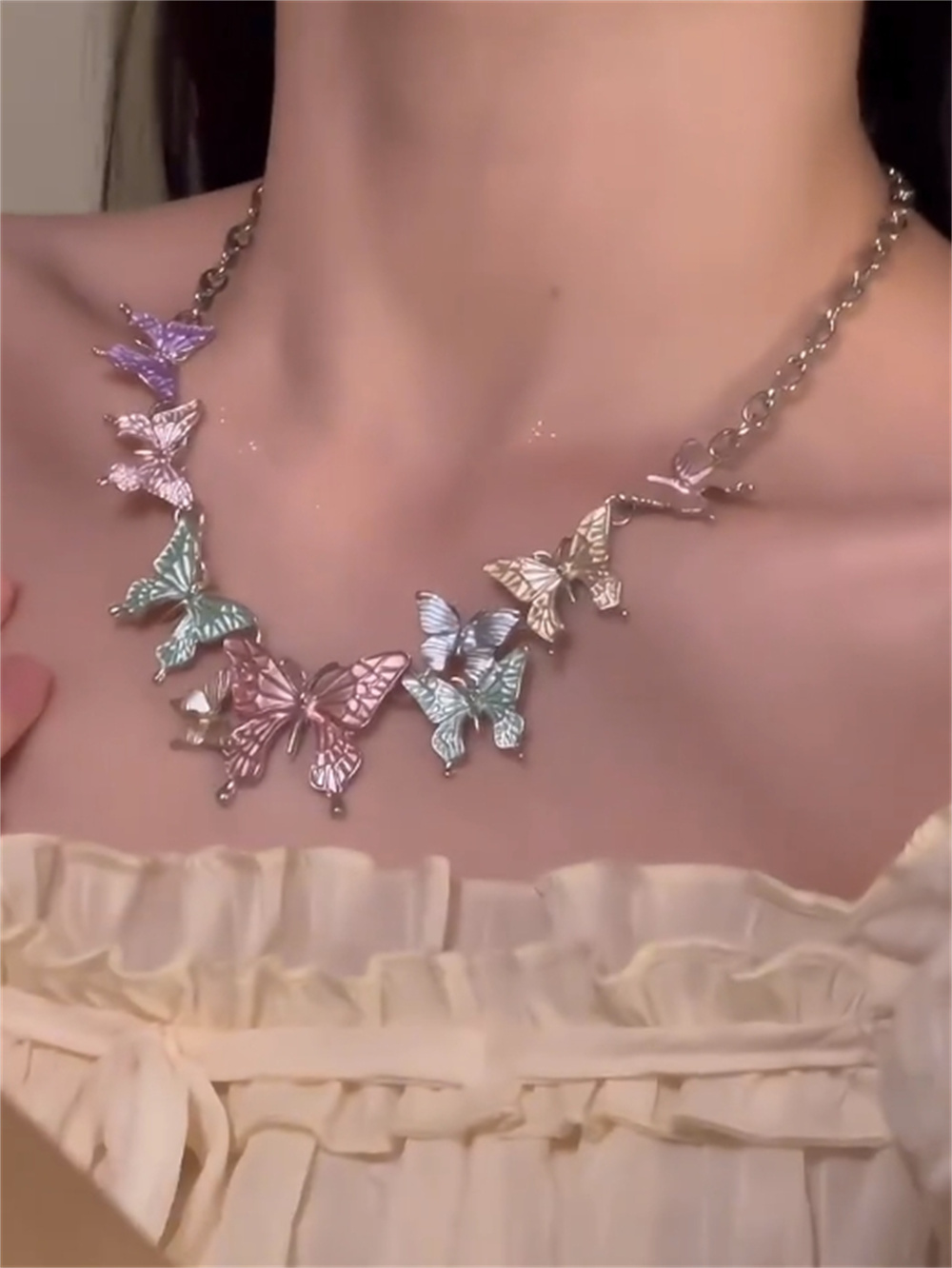 欧美风蝴蝶项链耳环甜酷辣妹