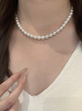 法式轻奢小众珍珠项链女