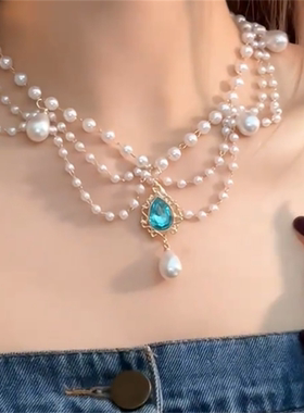 多层珍珠流苏项链女款