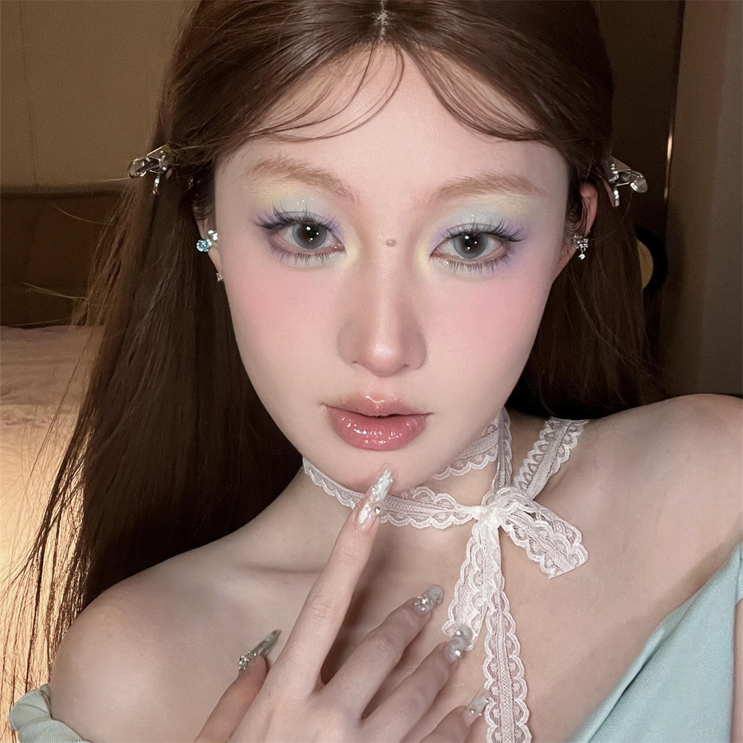 白色蕾丝长款系带锁骨链项圈颈带