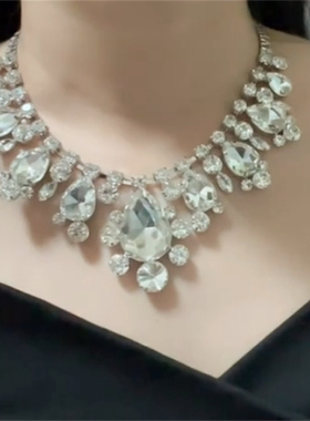 闪钻夸张水钻项链女款
