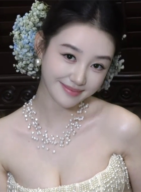 满天星多层珍珠流苏项链女