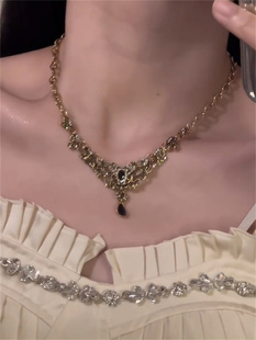 zoozmomo复古宫廷风锆石水滴项链女中古重工小众夸张锁骨链脖颈链