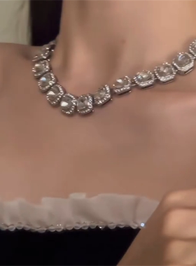 满钻锆石choker项链女