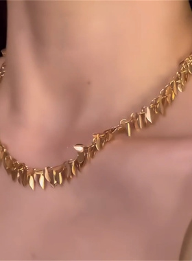 金色麦穗项链抽拉可调节个性冷淡