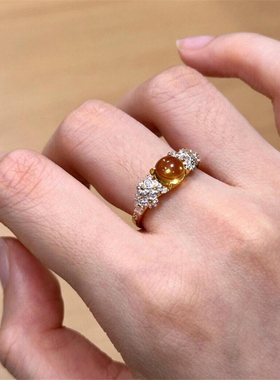 蛋面雏菊花朵戒指女款