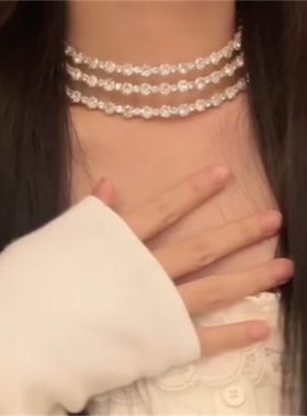 闪钻多层锆石项链耳环套装