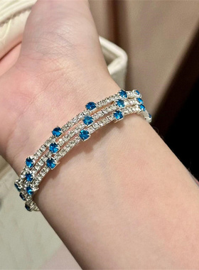 爆闪蓝钻多层手链女款