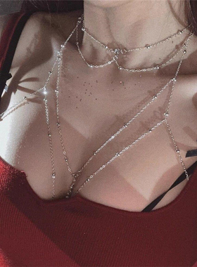 纯欲辣妹风身体装饰链胸链