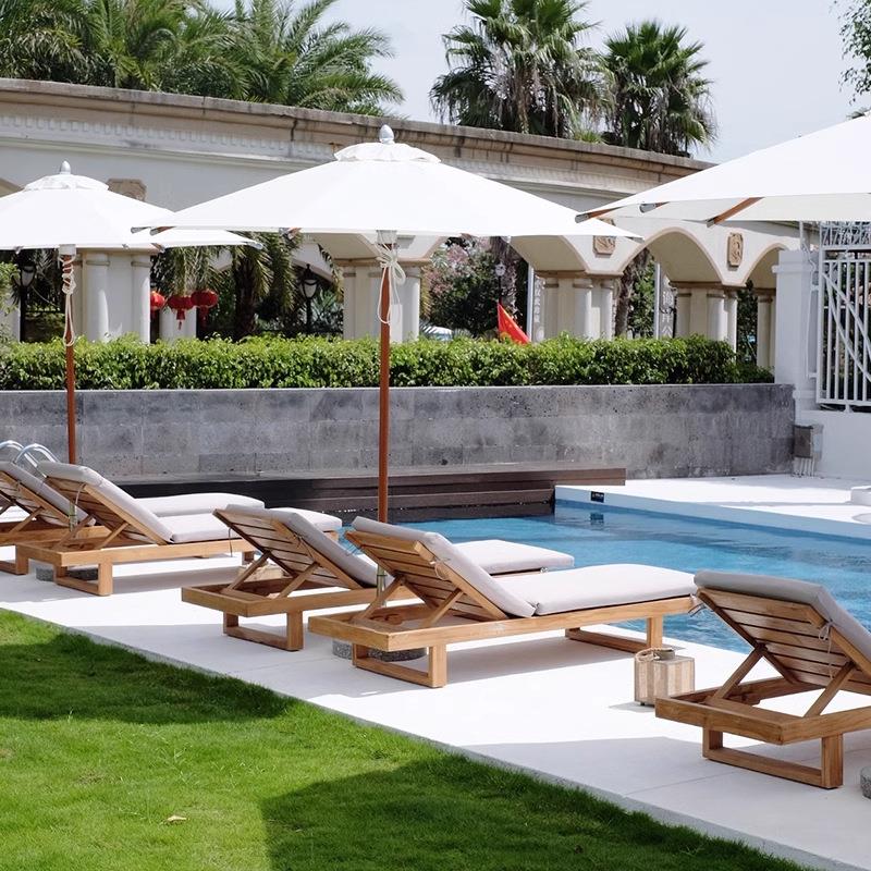 柚木户外躺椅游泳池躺床别墅室外庭院露天防水防晒温泉酒店沙滩椅