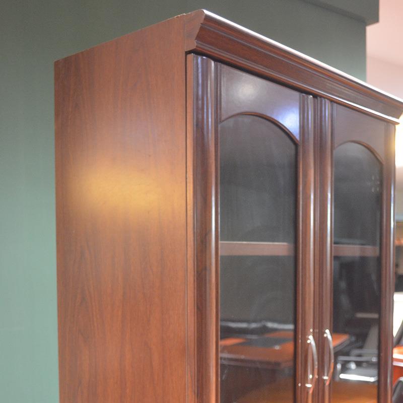 实木落书柜书室书柜2架新中式简约现办代公书橱带门办公室置物地