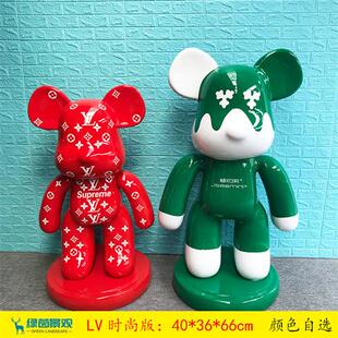 卡通暴力熊芝麻街公仔大摆件轻奢装饰落地玻璃钢雕塑卡通模型