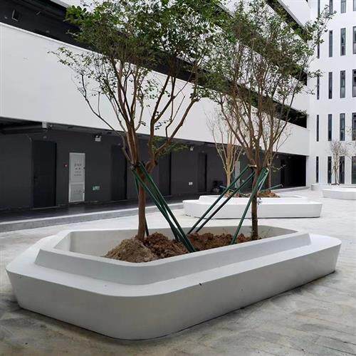 GRC树池坐凳定制UHPC混凝土泰科石花坛座椅玻璃钢景观弧形异形凳