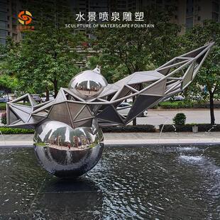 厂家简约现代抽象户外广场水池大型块面几何雕塑摆件创意园林小品
