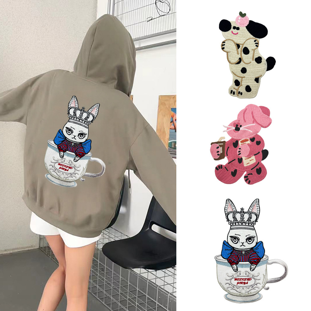 刺绣卡通狗狗兔子布贴茶杯兔可爱粉猫服装包包夹克修补装饰补丁贴,居家布艺,布贴,淘宝优惠券,粉丝福利购,淘宝优惠卷