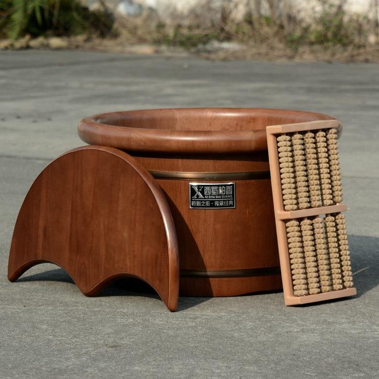 橡木足浴实木泡脚桶木质木桶家用过小腿洗脚木盆双人按摩穴位浴盆