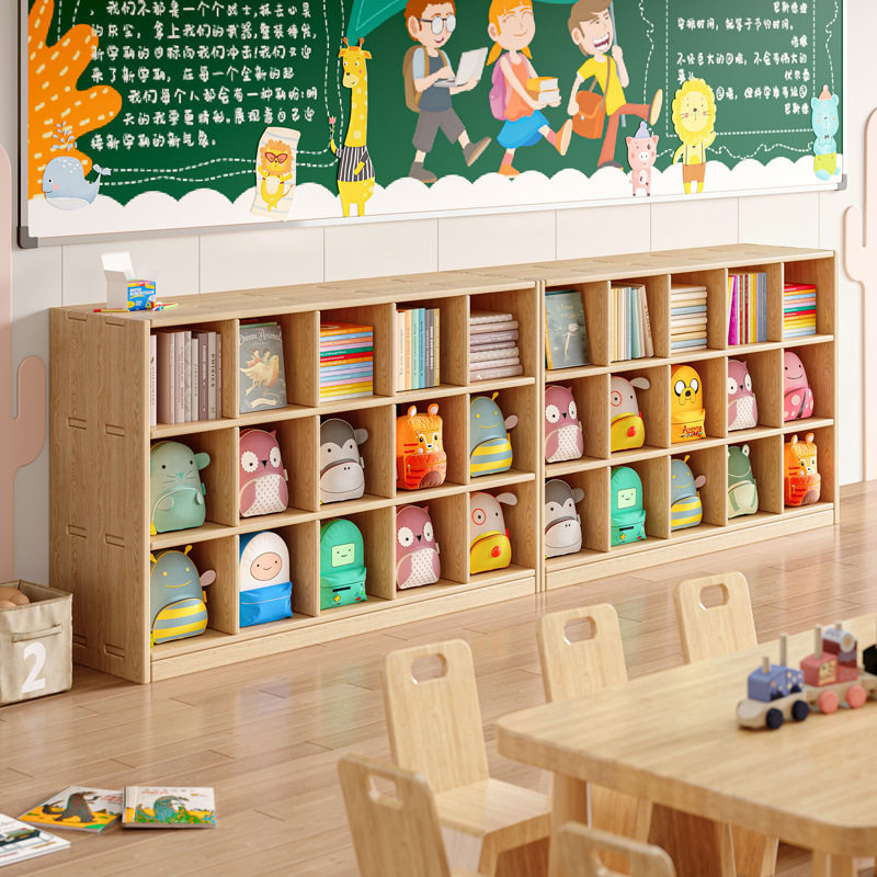 全实木落地靠墙格子书架收纳