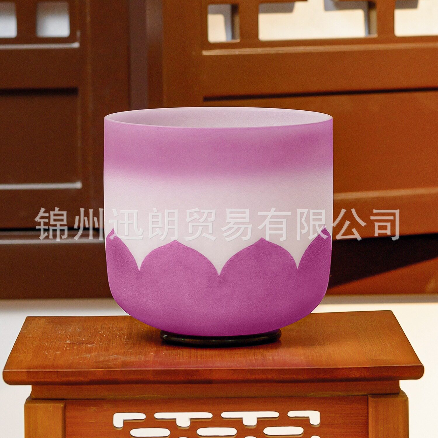 莲花设计磨砂水晶钵瑜伽冥想钵颂钵歌唱碗7英寸带击打锤垫圈