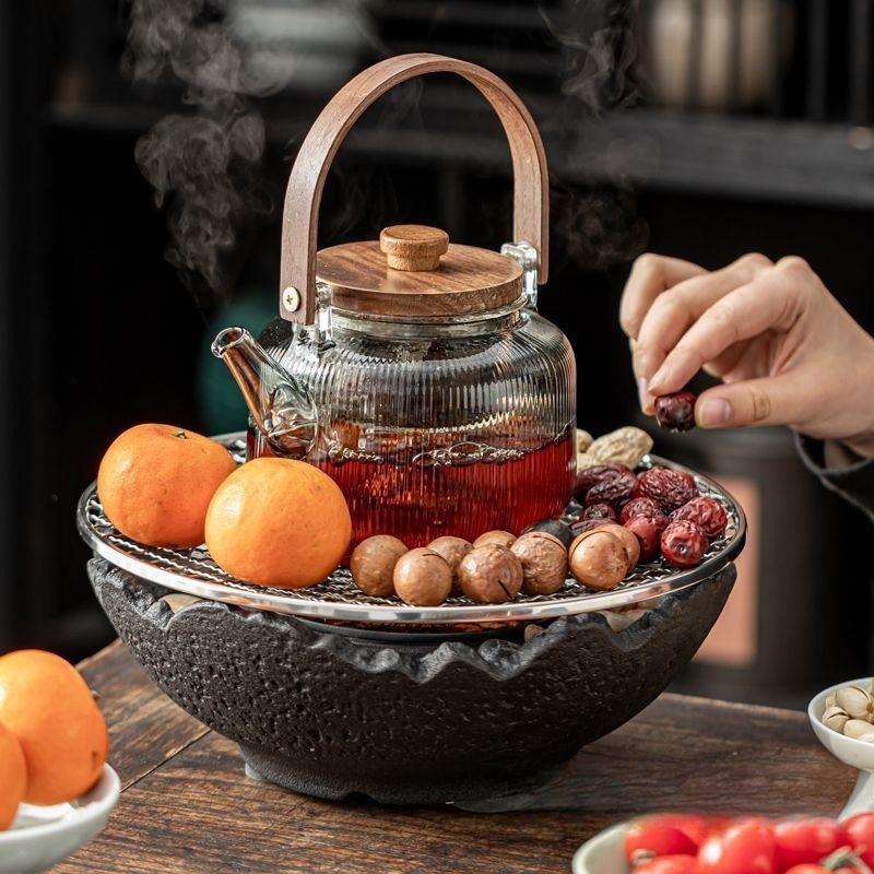 围炉煮茶家用电陶炉煮茶器具全套烤奶烧水壶茶具套装养生玻璃茶壶