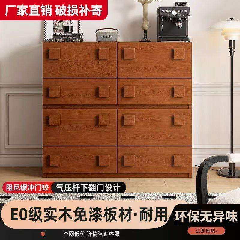 中古风电视柜客厅家用组合柜复古风实木储物落地卡门柜小户型地柜