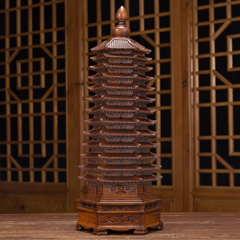 13层木纹文昌塔摆件励志