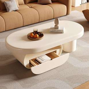 圆形茶桌轻奢代极简中古风客厅家用小户型2005新款 高级感茶几