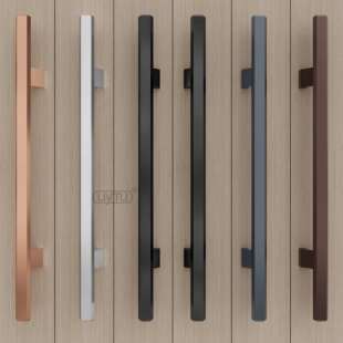 加厚铝合金把手钢化玻璃大门拉手对装推拉办公室实木门把手银黑色