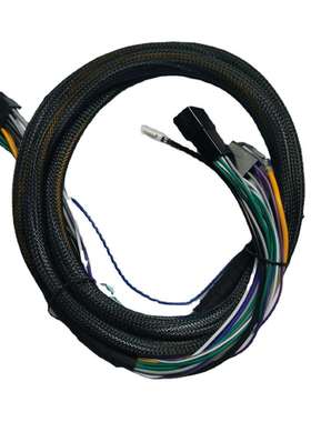 汽车功放线束2x7P5557黑色1007#16/18/20线旗形端子ATC35A保险丝