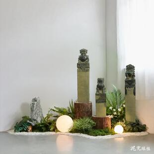 仿真拴马柱玻璃钢中式庭院造景栓马桩室内外庭院假山摆件陈设