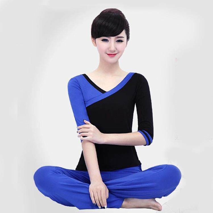 舞蹈练功服套装女成人新款直筒裤莫代尔表演服V领跳舞形体训练服