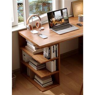 实木书柜一体组合书桌柜子多层家用客厅落地储物柜带分层架