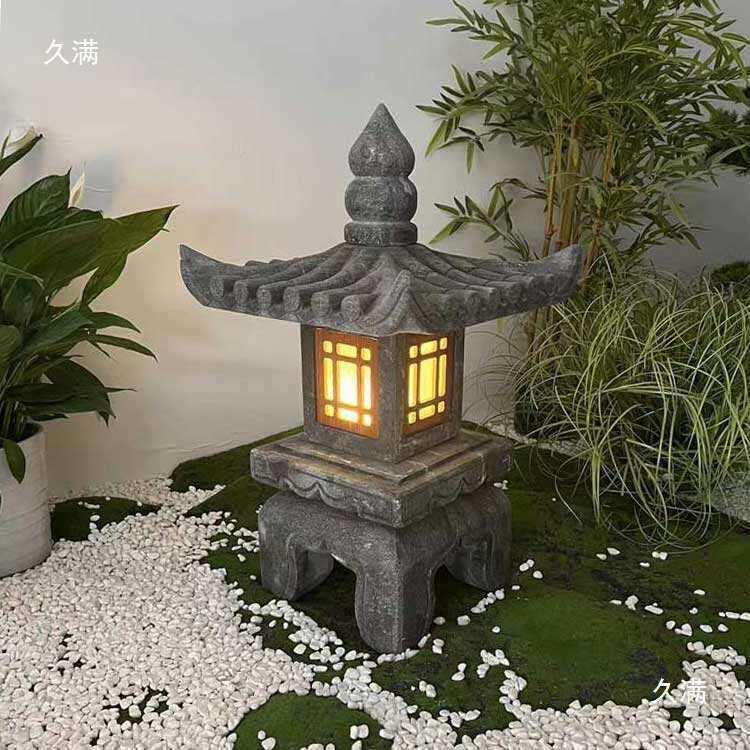 仿古草坪灯户外摆件石雕石灯笼灯塔石灯中式日式青石园林庭院器皿