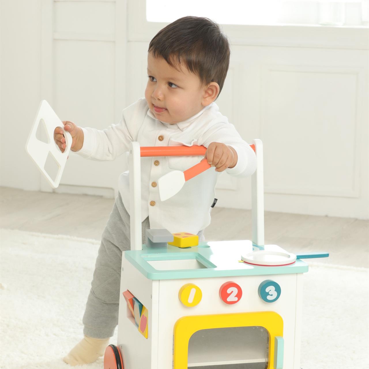 婴儿学步车小推车宝宝手推车学步多功能过家家厨房学步车木质玩具