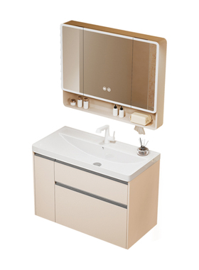 eoco奶油白浴室柜卫生间洗脸洗手盆柜组合洗漱台陶瓷洗手台MT800