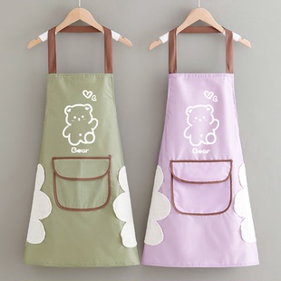 洋气时尚围腰挂脖围裙防水防油透气耐脏耐磨工作服定制logo印字女