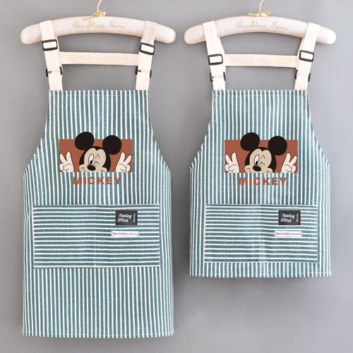 卡通棉麻可调节围裙厨房