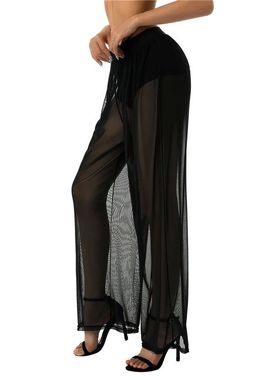 Solid color high waisted mesh wide leg pants纯色网纱阔腿裤女