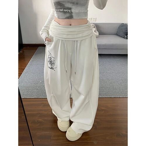 印花抽褶屁帘女运动裤不易变形