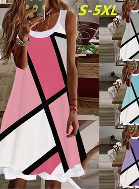 Women's sleeveless V-neck casual dress 女式无袖V领休闲连衣裙